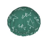 Cuffia per capelli per doccia, equazione matematica, grande, riutilizzabile, impermeabile, a doppio strato, cuffia per capelli per doccia, con fodera in PEVA e corda elastica