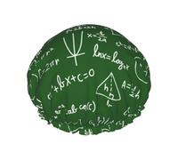 Cuffia per capelli per doccia, equazione matematica, verde, grande, riutilizzabile, impermeabile, cuffia da doccia a doppio strato per donne, cuffia per capelli per doccia con fodera in PEVA e corda