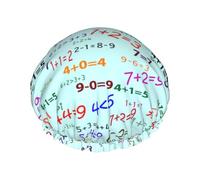 Cuffia per capelli per doccia, formula colorata con equazione, grande cuffia da doccia riutilizzabile impermeabile, cuffia da doccia a doppio strato per donne, cuffia per capelli per doccia con fodera