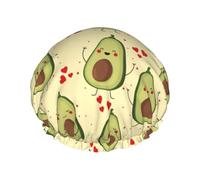 Cuffia per capelli per doccia, graziosa cuffia da doccia a doppio strato con avocado Sweet Love, riutilizzabile, impermeabile, grande cuffia da doccia per donne, cuffia per capelli per doccia con