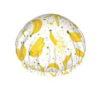 Cuffia per capelli per doccia, graziosa cuffia da doccia a doppio strato con buccia di banana, riutilizzabile, impermeabile, grande cuffia da doccia per donne, cuffia per capelli per doccia con fodera