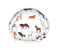 Cuffia per capelli per doccia, moderna, classica, a doppio strato, riutilizzabile, impermeabile, grande, per doccia, con fodera in PEVA e corda elastica