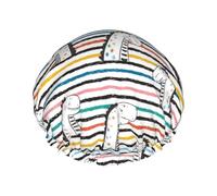 Cuffia per capelli per doccia, motivo: dinosauri dei cartoni animati (3) cuffia da doccia a doppio strato riutilizzabile impermeabile, grande cuffia da doccia da donna, cuffia per capelli per doccia