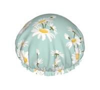 Cuffia per capelli per doccia, motivo floreale margherita, cuffia da doccia a doppio strato, riutilizzabile, impermeabile, grande cuffia da doccia per donne, cuffia per capelli per doccia con fodera