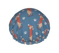 Cuffia per capelli per doccia, per cani bassotti, cuccioli di cane, pattinaggio sul ghiaccio, a doppio strato, riutilizzabile, impermeabile, grande cuffia da doccia per donne, cuffia per capelli per