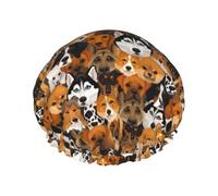 Cuffia per capelli per doccia, per cani di razze diverse, a doppio strato, riutilizzabile, impermeabile, grande cuffia da doccia per donne, cuffia per capelli per doccia con fodera in PEVA e corda