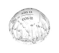 Cuffia per capelli per doccia, stampa matematica, bianca, a doppio strato, riutilizzabile, grande cuffia da doccia per donne, cuffia per capelli per doccia con fodera in PEVA e corda elastica