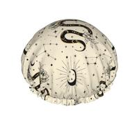 Cuffia per capelli per doccia, stile gotico, divertente, a doppio strato, riutilizzabile, impermeabile, grande, da donna, con fodera in PEVA e corda elastica