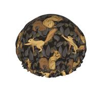 Cuffia per capelli per doccia, stile rustico, disegnata a mano, a doppio strato, riutilizzabile, impermeabile, grande cuffia da doccia per donne, cuffia per capelli per doccia con fodera in PEVA e