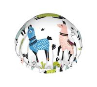 Cuffia per capelli per doccia, stile rustico, divertente, con cactus, a doppio strato, riutilizzabile, impermeabile, grande cuffia da doccia da donna, cuffia per capelli per doccia con fodera in PEVA