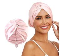 Cuffia per capelli regolabile in raso di seta per dormire, a doppio strato, turbante per donne e uomini, capelli ricci lisci lunghi e grandi trecce unisex