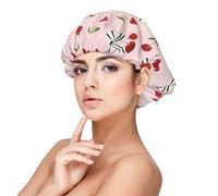 Cuffia per capelli ricci con papillon in raso di seta rossa per donne che dormono, doppio strato, regolabile, in raso, per dormire durante la notte