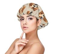 Cuffia per capelli ricci con stampa di cuccioli in raso per donne che dormono, regolabile a doppio strato in raso
