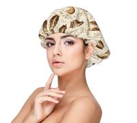 Cuffia per capelli ricci con stampa di gufo e luna (A) in raso per donne che dormono, regolabile a doppio strato