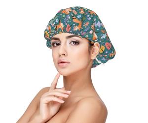 Cuffia per capelli ricci con volpi e uccelli nella foresta, in seta satinata, a doppio strato, regolabile, per dormire durante la notte