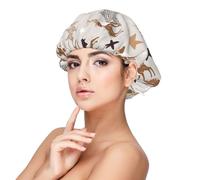 Cuffia per capelli ricci in raso con cervo e stelle, per dormire, a doppio strato, regolabile, in raso