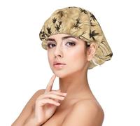 Cuffia per capelli ricci in raso con stampa di albero di cocco, per donne che dormono, regolabile, a doppio strato, in raso, per dormire durante la notte