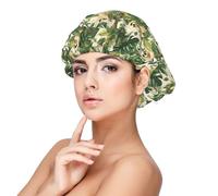Cuffia per capelli ricci in raso con stampa di bradipo tropicale, per donne che dormono, regolabile a doppio strato