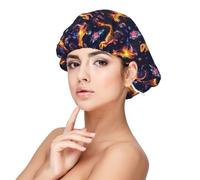 Cuffia per capelli ricci in raso con stampa di dinosauri, per donne che dormono, regolabile, a doppio strato, in raso, per notte