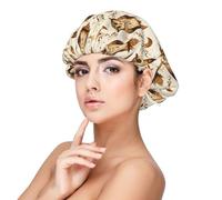 Cuffia per capelli ricci in raso con stampa di gufo e luna, per donne che dormono, regolabile a doppio strato