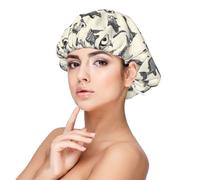 Cuffia per capelli ricci in raso con stampa di pesce con occhi grandi, per donne che dormono, regolabile a doppio strato