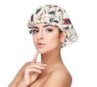 Cuffia per capelli ricci in raso con stampa gufo nel bosco, per donne che dormono, regolabile a doppio strato in raso