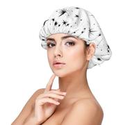 Cuffia per capelli ricci in raso di seta con stampa a stelle, regolabile, a doppio strato, in raso, colore nero