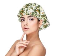 Cuffia per capelli ricci in raso di seta con stampa di dinosauri verde foresta, per donne che dormono, a doppio strato, regolabile, in raso, per notte