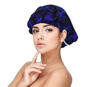 Cuffia per capelli ricci in raso di seta con stampa di draghi scuri viola, per donne che dormono, a doppio strato, regolabile, in raso