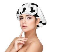 Cuffia per capelli ricci in raso di seta con stampa mucca nera e bianca per donne che dormono a doppio strato, regolabile, in raso