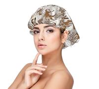 Cuffia per capelli ricci in seta satinata, per donne che dormono con cervo e gufo, volpe, gufo, coniglio, albero, in raso, regolabile, a doppio strato