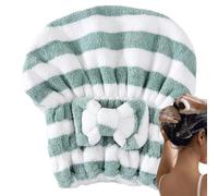 Cuffia per capelli secchi, avvolgicalze per asciugare i capelli - Asciugacapelli ad asciugatura rapida in tessuto non tessuto di corallo | Asciugamano per capelli a righe super assorbente per donna e