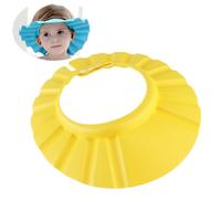 Cuffia per Doccia Regolabile per Bambini, Visiera Gialla | EVA Leggero e Resistente, Bottoni a Pressione in Plastica, per Evitare Acqua e Shampoo negli Occhi