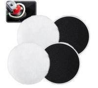 Cuffia per Lucidatura Compatibile con Levigatrice Orbitale Bosch, 4 Dischi lucidanti in Lana di Lambswool Ø 125 mm, Punta per Lucidare Auto, Pavimenti in Sughero, con Sistema in Velcro