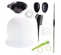 Cuffia per Meches con Foro Perforato, Kit Tinta Capelli Fai da Te Completo, Cuffia Meches, Pennello e Ciotola per Colore Capelli, Ganci e Guanti per Chi ama Provare a Casa