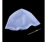 Cuffia Per Meches Cuffia for colorazione dei capelli in silicone, gancio, ago, tinta, colpi di sole, set riutilizzabili, cappelli for tintura, barbiere, parrucchiere.(Style B White)