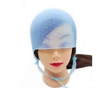 Cuffia Per Meches Salon Dye Silicone Cap With Needle Silicone Hair Highlights Cap Needle Reusable Hair Coloring Cap Hair Dye Hat Hairstyling Tools.(Blue)