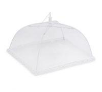 Cuffia per mosche 35 x 35 x 20 cm, pieghevole, colore bianco, copertura per alimenti con rete fine, copertura riutilizzabile contro mosche e insetti, protezione cibo per cucina, giardino e picnic