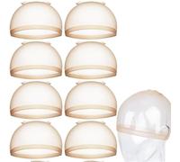 Cuffia per parrucca Cuffia for parrucca HD, trasparente, elastica, sottile, invisibile, in nylon, for fissare i capelli, traspirante, 8 pezzi Cuffietta per parrucca donna(RED)