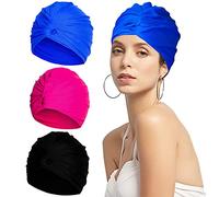 Cuffia Piscina Donna,Forreen 3 Pezzi Cuffie Piscina Impermeabile Elastico Cuffia da Nuoto Antiscivolo Asciugatura Rapida Comoda Cuffie da Nuoto per Piscine, Terme, Spiagge, Bagni