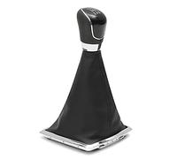 Cuffia + Pomello + Ghiera Cromata Telaio Compatibile con Ford 5 Marce | Copri Cambio Cuciture Nere - Compatibile con Ford Fiesta MK7, Focus MK2 e MK3, B-Max, S-Max, Kuga e Galaxy a 5 Marce