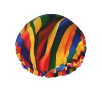 Cuffia riutilizzabile della doccia del salone della stazione termale della stampa della banda di colore dell'arcobaleno per tutte le lunghezze dei capelli con la