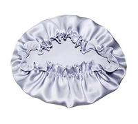 Cuffia Seta Berretto da notte in vera seta al 100% notte di seta pura avvolgere i capelli berretto da notte doccia Sap for le donne ragazza 19 Momme berretto da notte in raso per Donna Bambina(Silver)