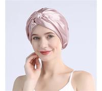 Cuffia seta capelli notte Cofano in pura seta for le donne che dormono Turbante in Berretto da notte Doppio strato Avvolgere i capelli in di gelso Copricapo for ricci(Lotus pink)