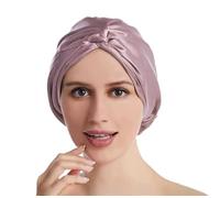 Cuffia seta capelli notte Cofano in pura seta for le donne che dormono Turbante in Berretto da notte Doppio strato Avvolgere i capelli in di gelso Copricapo for ricci(Lavender)