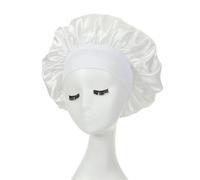 Cuffia seta capelli notte Cuffia for capelli in raso di seta for donne che dormono for a tesa larga for ricci da doccia for bambini uomini(White)