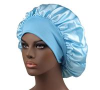 Cuffia seta capelli notte Cuffia for capelli in raso di seta for donne che dormono for a tesa larga for ricci da doccia for bambini uomini(Lake blue)
