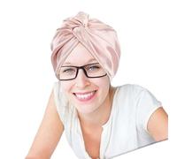 Cuffia seta capelli notte Cuffie turbante in seta for donna Berretto da notte attorcigliato avvolgente for capelli in pura for copricapo riccio(Pink)