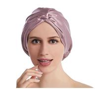Cuffia seta capelli notte Cuffie turbante in seta for donna Berretto da notte attorcigliato avvolgente for capelli in pura for copricapo riccio(Lilac)