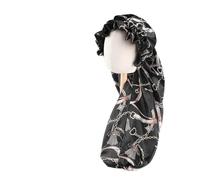 Cuffia Seta Capelli Notte Cuffietta in raso for donna, cuffia in seta for capelli ricci, cuffia for capelli in seta for dormire Cuffie in raso for donne nere, cuffia extra large(10991)